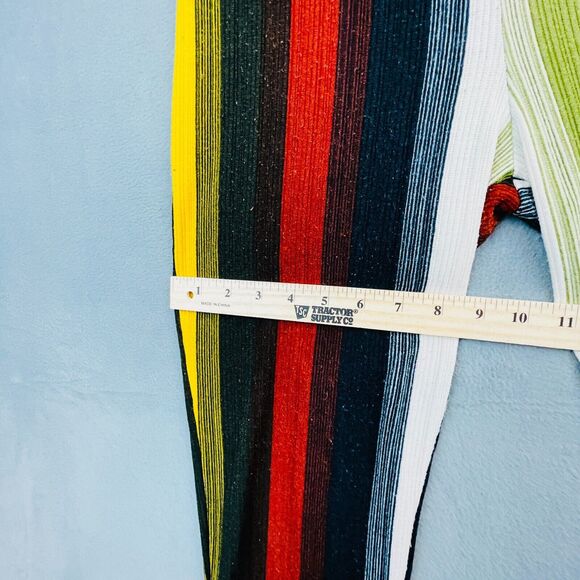 Retro 70s Boho Penny Primary Stripe Womens Sz Small High Waist Stretch Trousers - Picture 6 of 10